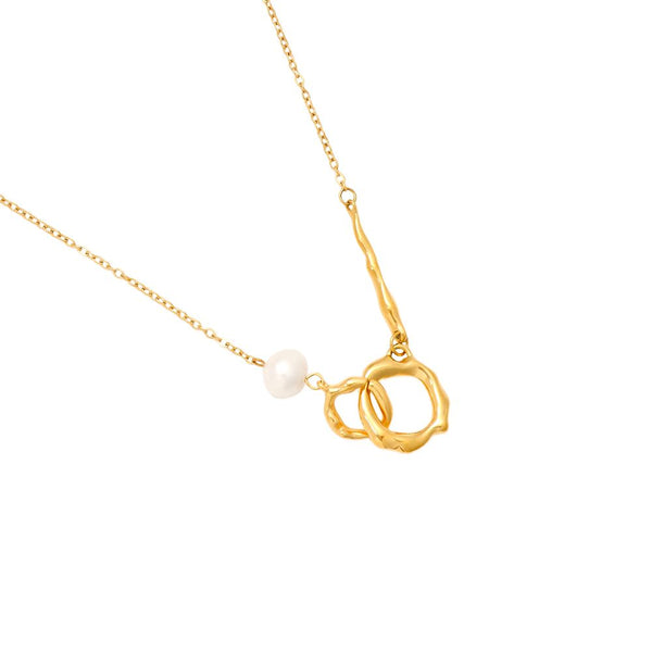 Pearl And Cycles Edelstahl Halskette Gold