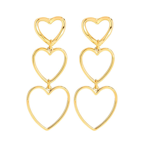 Heart Chain Edelstahl Ohrringe Gold