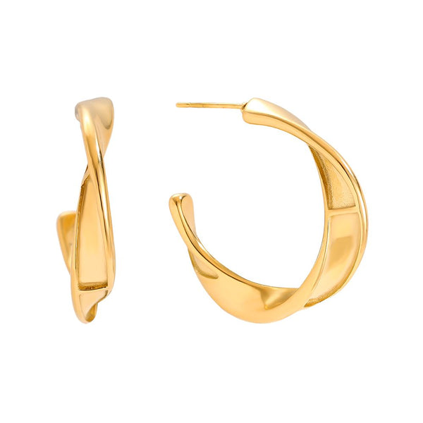 Classic Twist Half Hoop Edelstahl Ohrringe Gold