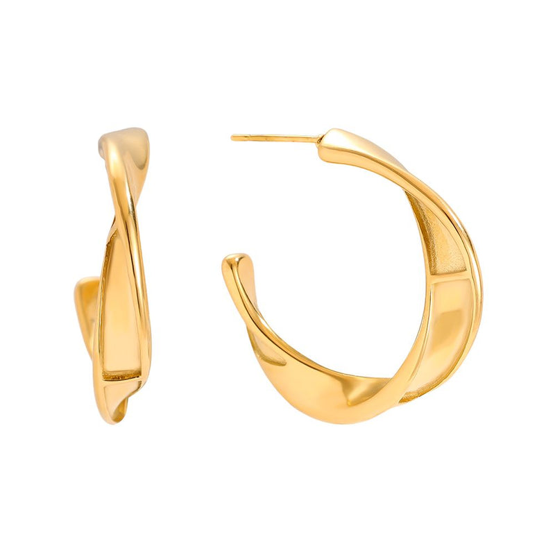 Classic Twist Half Hoop Edelstahl Ohrringe Gold