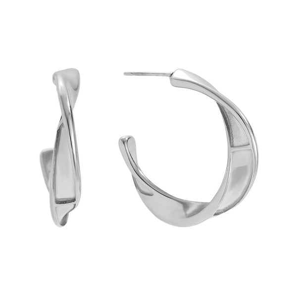 Classic Twist Half Hoop Edelstahl Ohrringe Silber