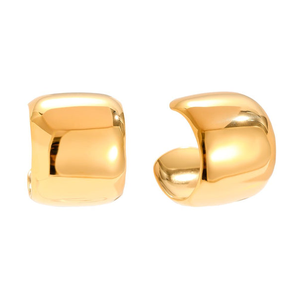 Dick Half Hoop Edelstahl Ohrringe Gold