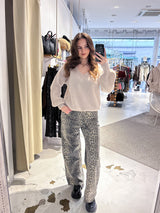 Strickpullover mit V-Ausschnitt Beige