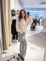 Strickpullover mit V-Ausschnitt Beige