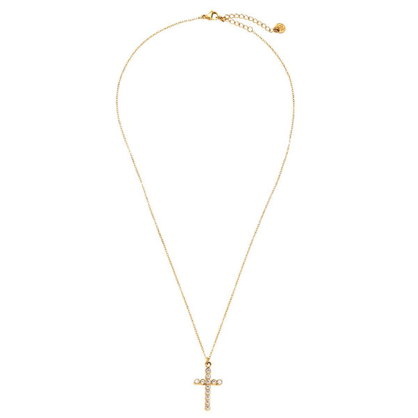 Nice Diamond Cross Edelstahl Halskette Gold