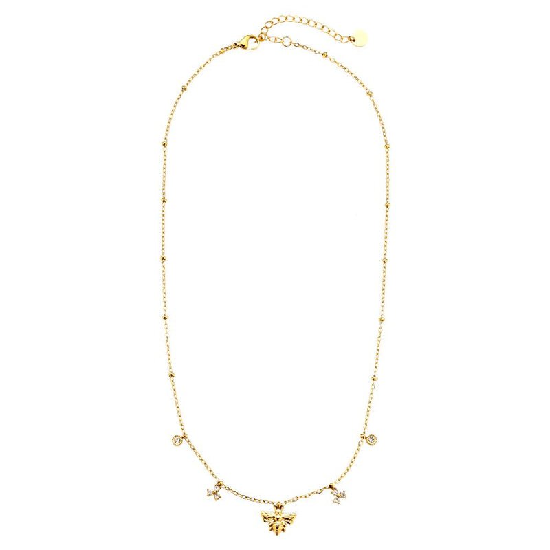Bee And Diamond Edelstahl Halskette Gold