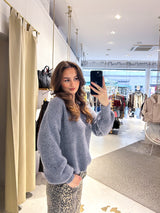 Strickpullover mit V-Ausschnitt Dunkelgrau