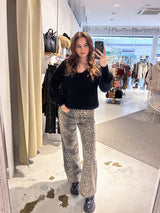 Strickpullover mit V-Ausschnitt Schwarz