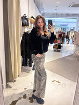 Strickpullover mit V-Ausschnitt Schwarz