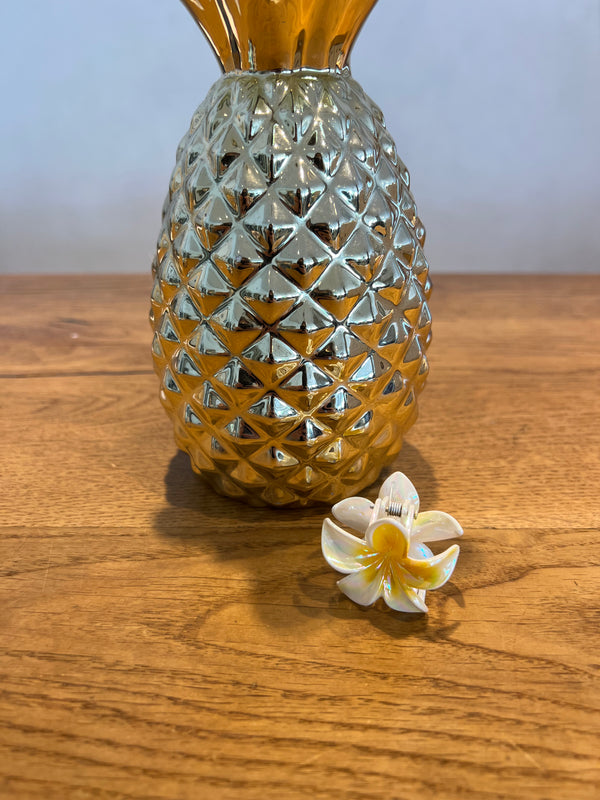 Mini Haarklammer Blume Weiß
