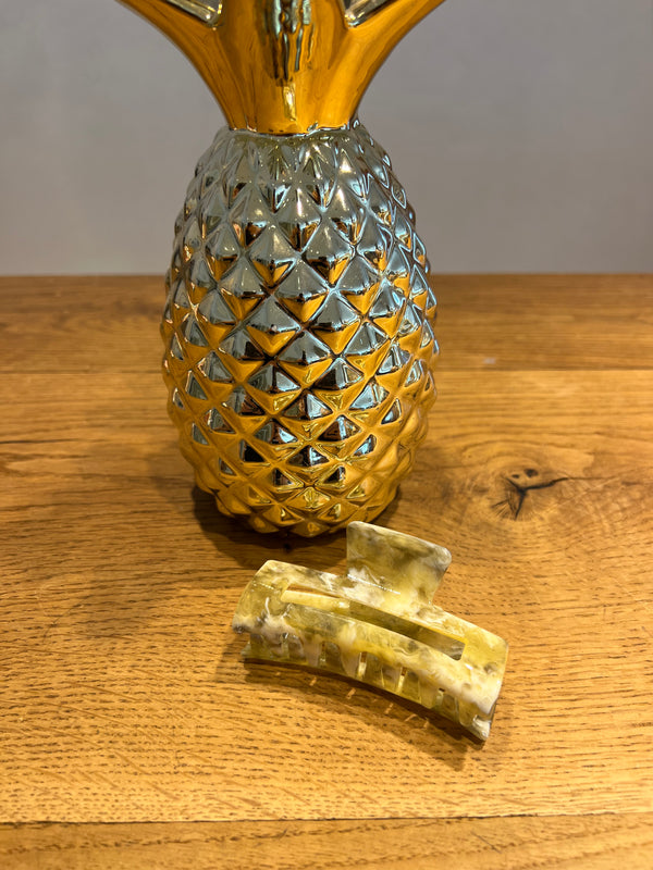 Mittlere Haarklammer Olive/Weiß
