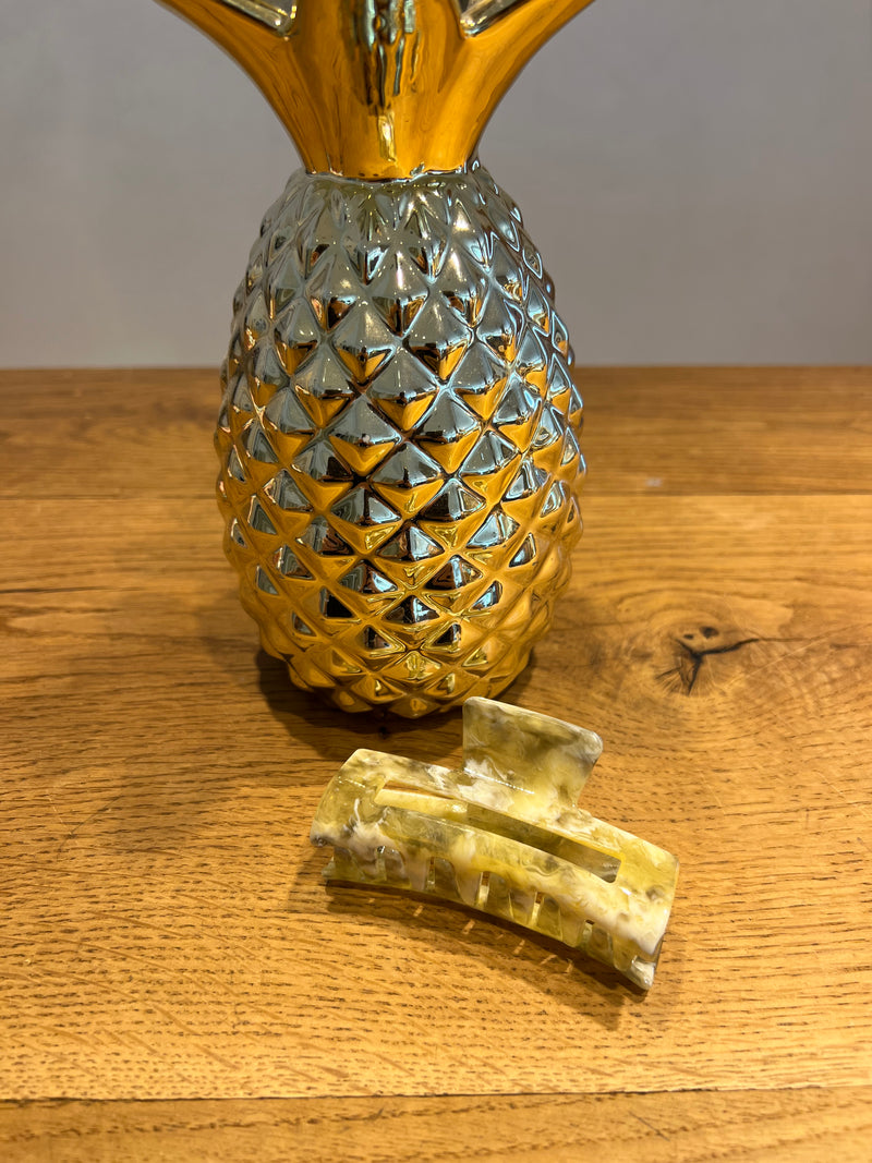 Mittlere Haarklammer Olive/Weiß