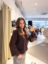 Strickpullover mit V-Ausschnitt Braun