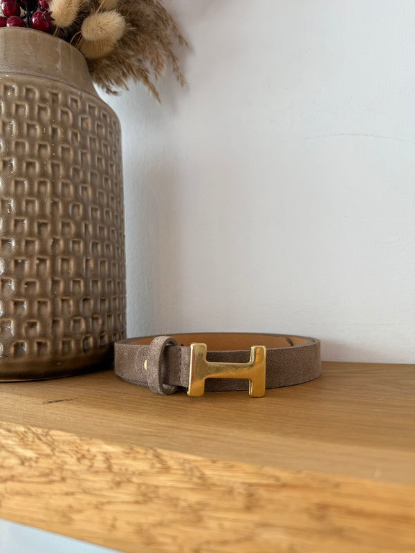 H-Gürtel Klein - Taupe / Gold