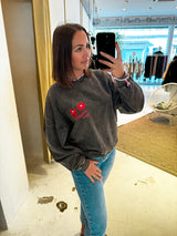 Cherry Crew Neck Dunkelgrau