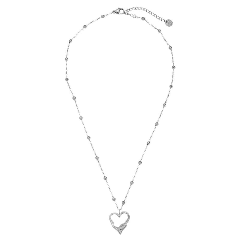 Irregular Heart Edelstahl Halskette Silber