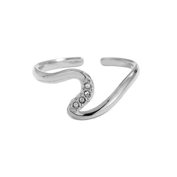 Half Diamond Z Edelstahl Ring Silber