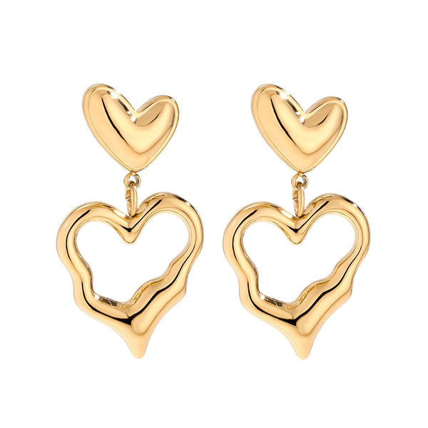 Irregular Heart Edelstahl Ohrringe Gold