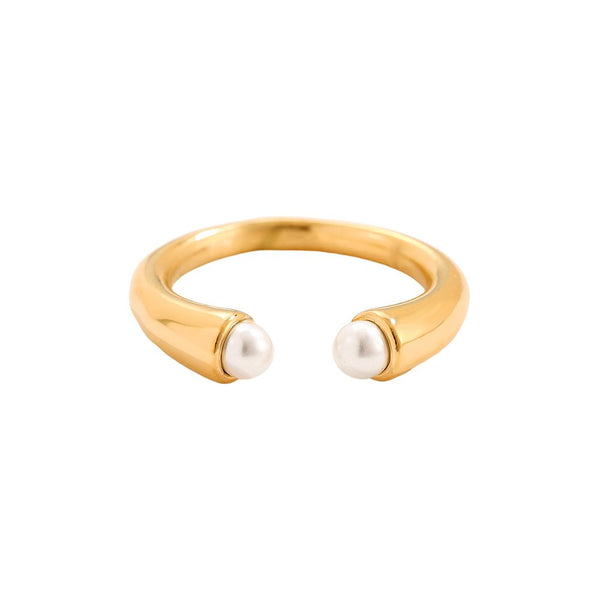 Towards Pearl Edelstahl Ring Gold