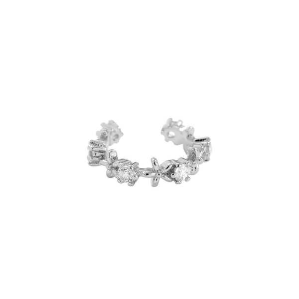 Fine Flowers Diamond Vergoldete Ear-Cuffs Silber
