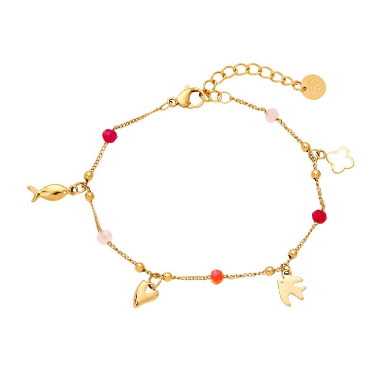 Sweet Small Charms Edelstahl Armkette Gold