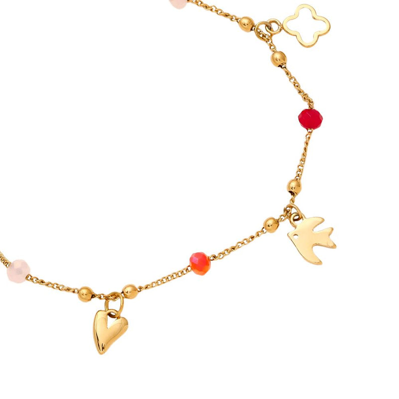 Sweet Small Charms Edelstahl Armkette Gold