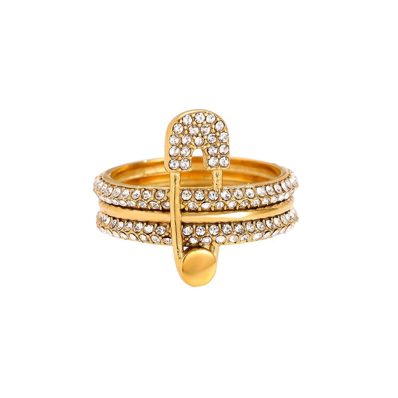 Diamond Ring With Brooch Edelstahl Ring Gold