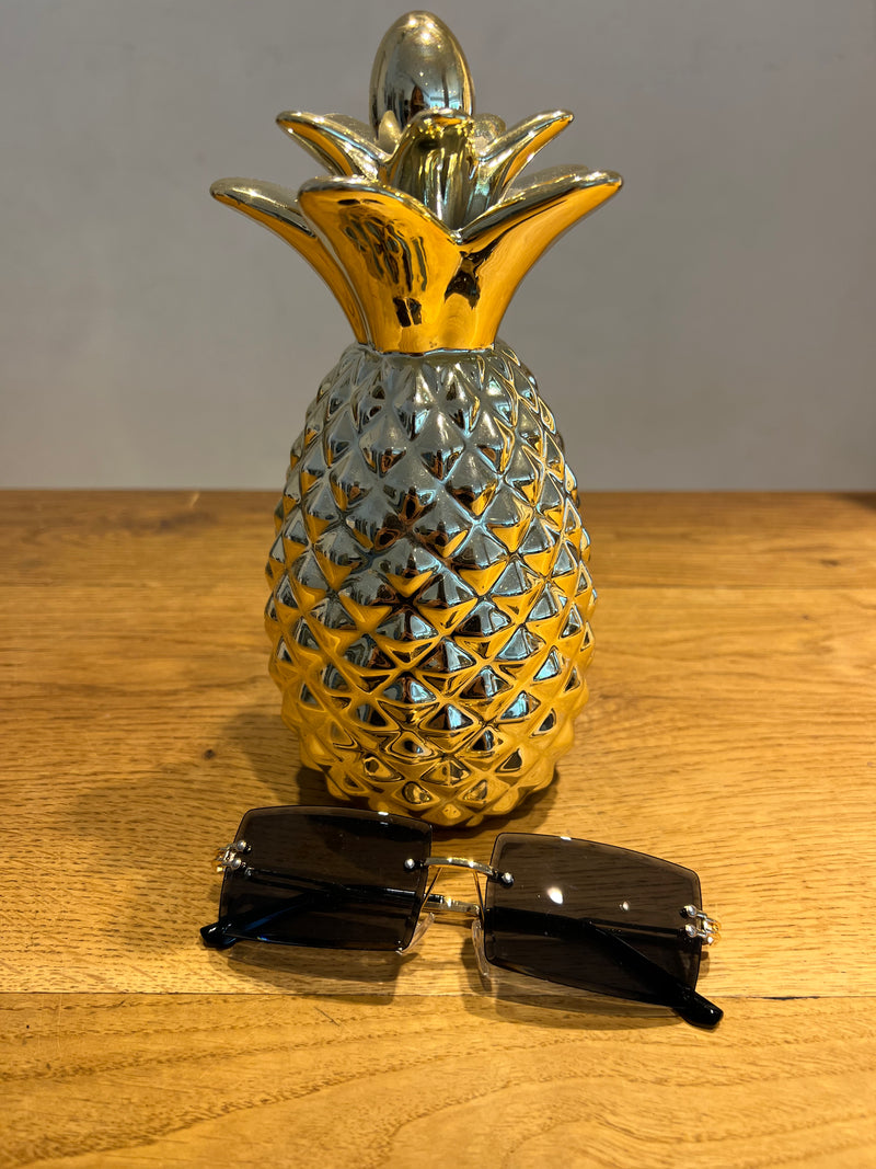 Eckige Sonnenbrille Schwarz