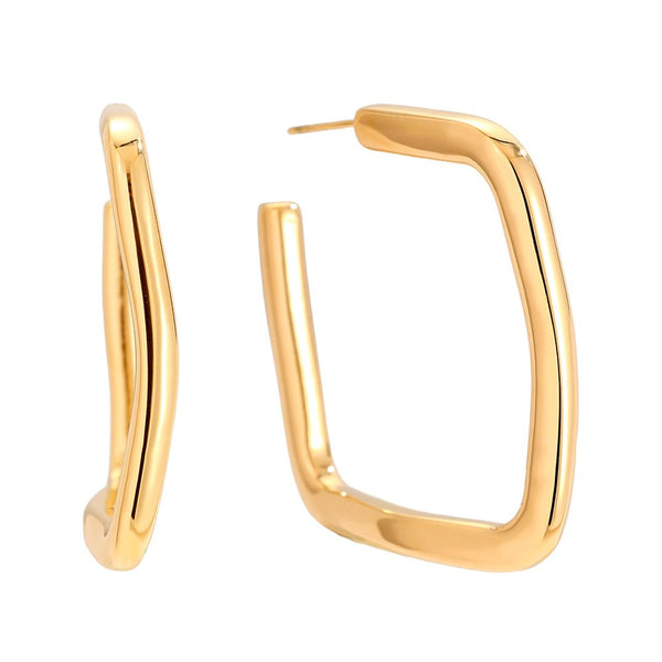 Cube Hoop Edelstahl Ohrringe Gold