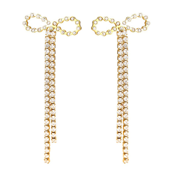 Diamond Bowtie With Chain Edelstahl Ohrringe Gold