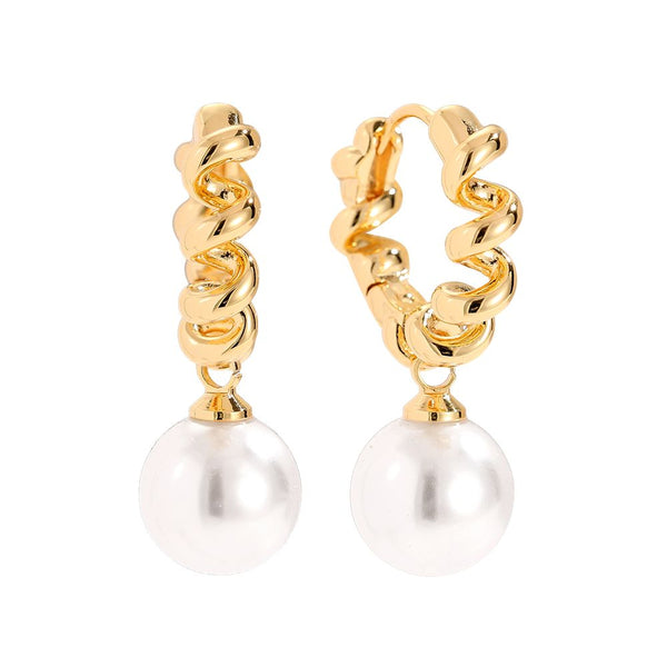 Nice Twist Hoop With Pearl Vergoldete Ohrringe Gold