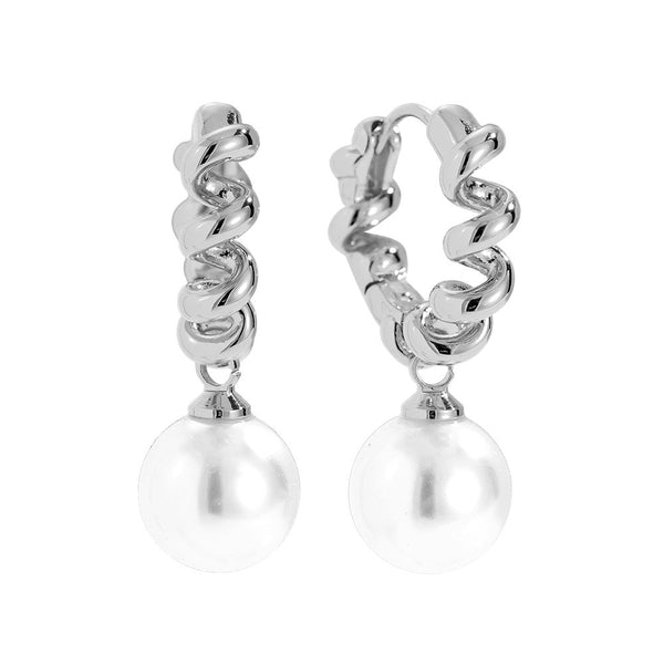 Nice Twist Hoop With Pearl Vergoldete Ohrringe Silber