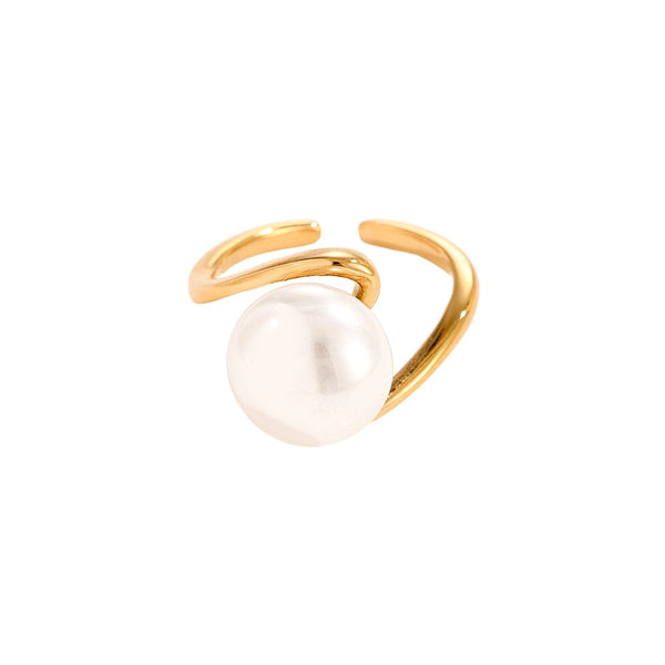 Great Pearl Edelstahl Ring Gold
