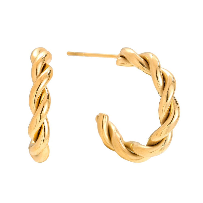 Fine Twist Hoop Edelstahl Ohrringe Gold