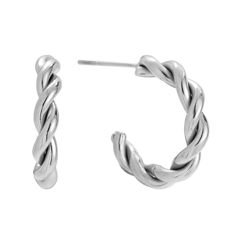 Fine Twist Hoop Edelstahl Ohrringe Silber