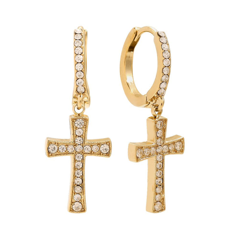 Fine Diamond Cross Edelstahl Ohrringe Gold
