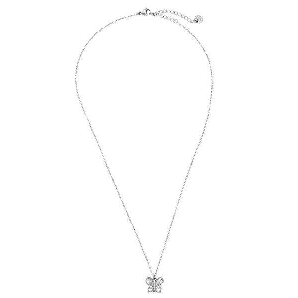 Nice Diamond Butterfly Edelstahl Halskette Silber