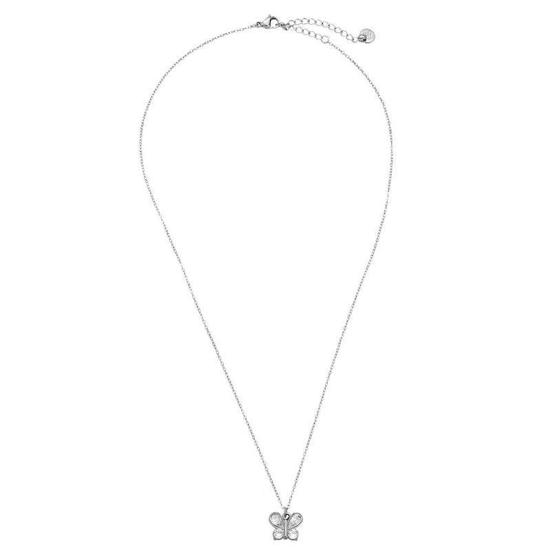Nice Diamond Butterfly Edelstahl Halskette Silber