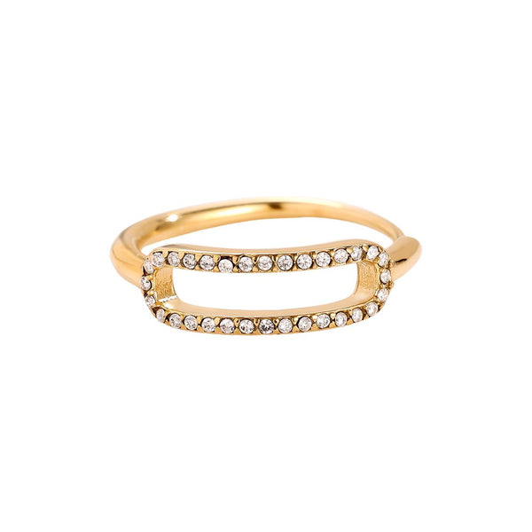 Like Mouth Diamond Edelstahl Ring Gold