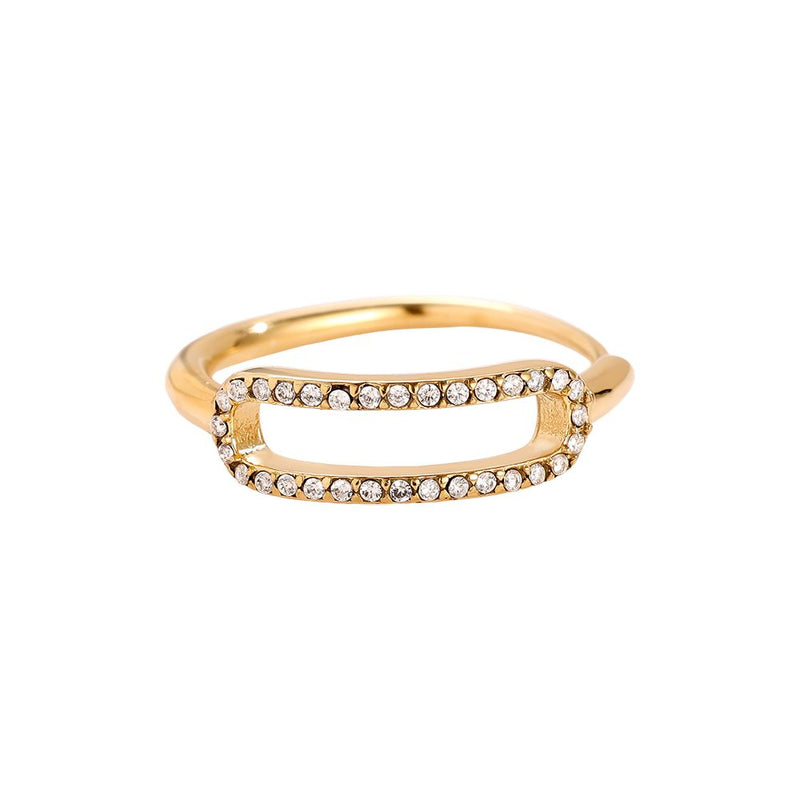 Like Mouth Diamond Edelstahl Ring Gold