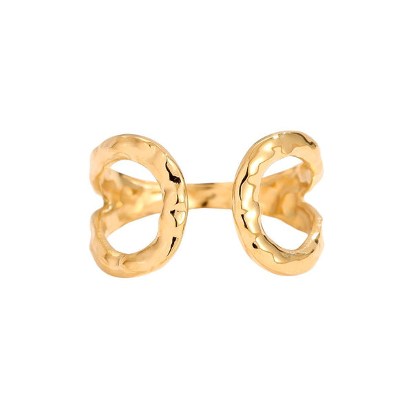 Uneven Drop Hug Edelstahl Ring Gold
