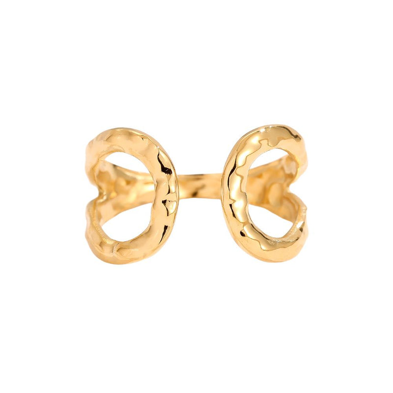 Uneven Drop Hug Edelstahl Ring Gold