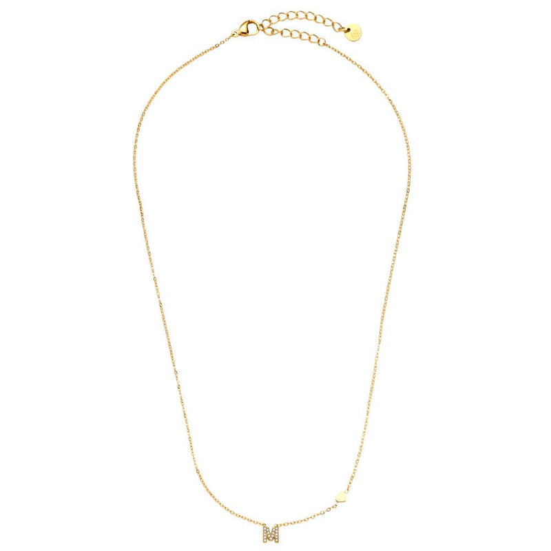 Nice Diamond 26 Alphabet Edelstahl Halskette „M“
