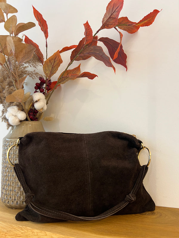 Eckige Schultertasche Dunkelbraun
