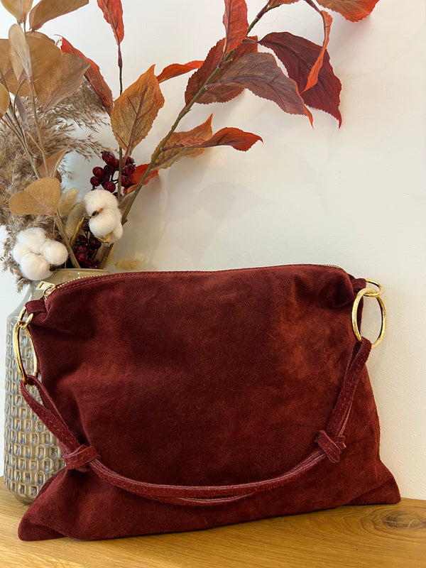 Eckige Schultertasche Weinrot