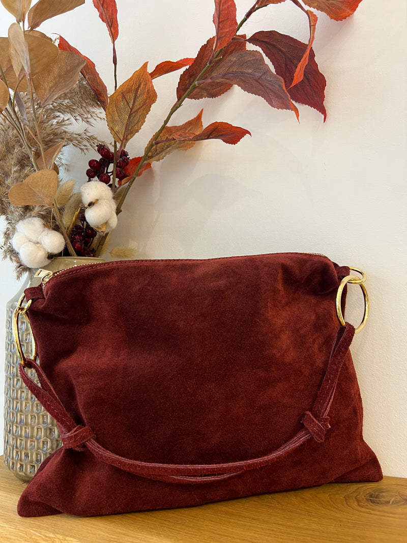 Eckige Schultertasche Weinrot