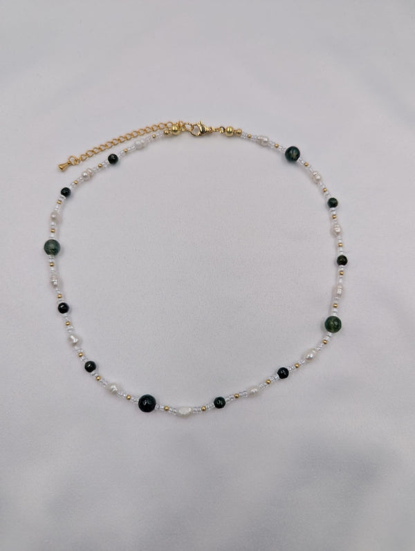 Beads By Brown Naturstein Perlenmix Kette Moss Green