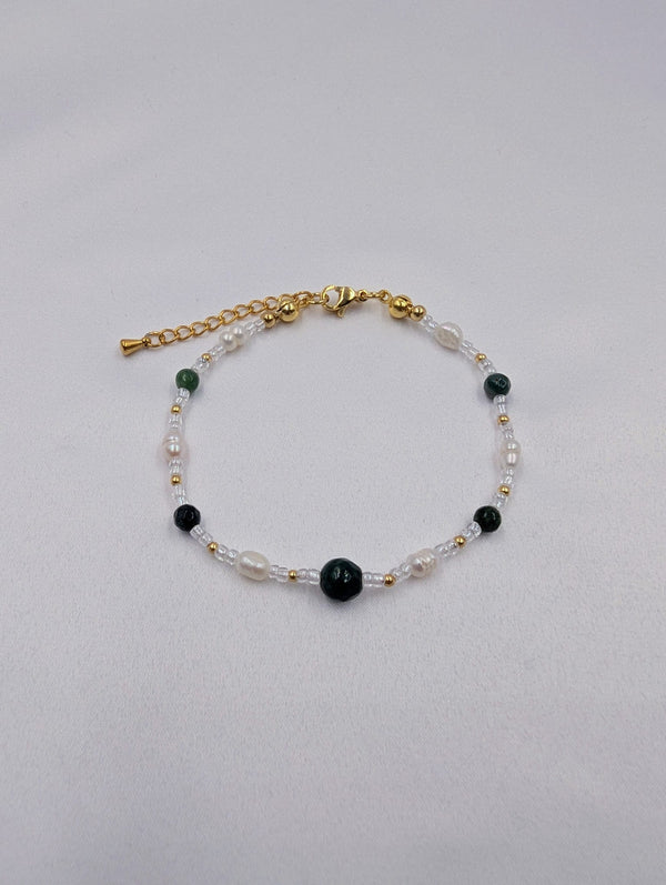 Beads By Brown Naturstein Perlenmix Armband Moss Green