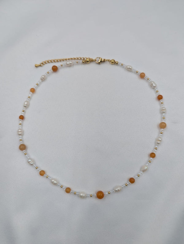 Beads By Brown Naturstein Perlenmix Kette Sandstone Orange