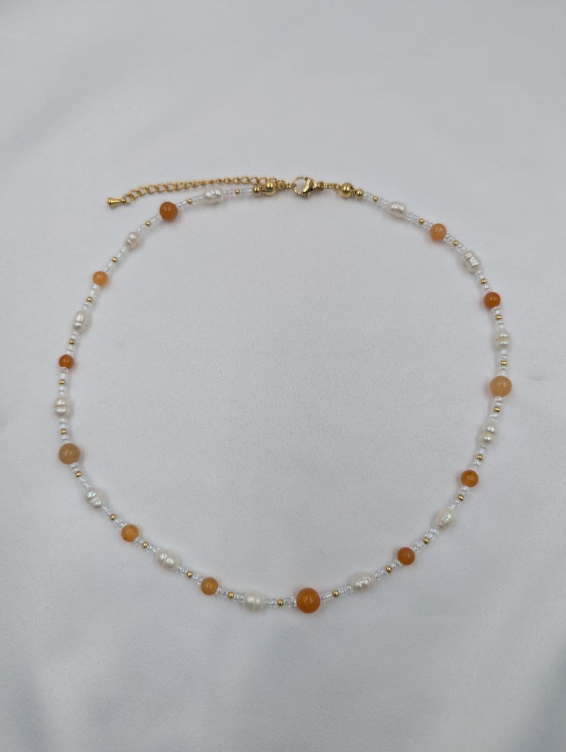 Beads By Brown Naturstein Perlenmix Kette Sandstone Orange